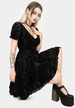 Lilias Devoré Velour Mesh Tiered Mini Dress