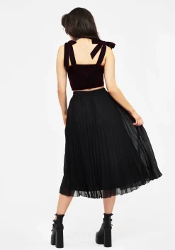 Lisette Velour Tie Strap Corset Top - Red