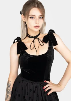 Lisette Velour Tie Strap Corset Top