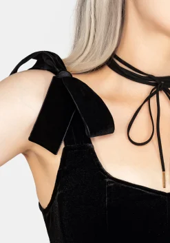 Lisette Velour Tie Strap Corset Top