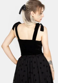 Lisette Velour Tie Strap Corset Top
