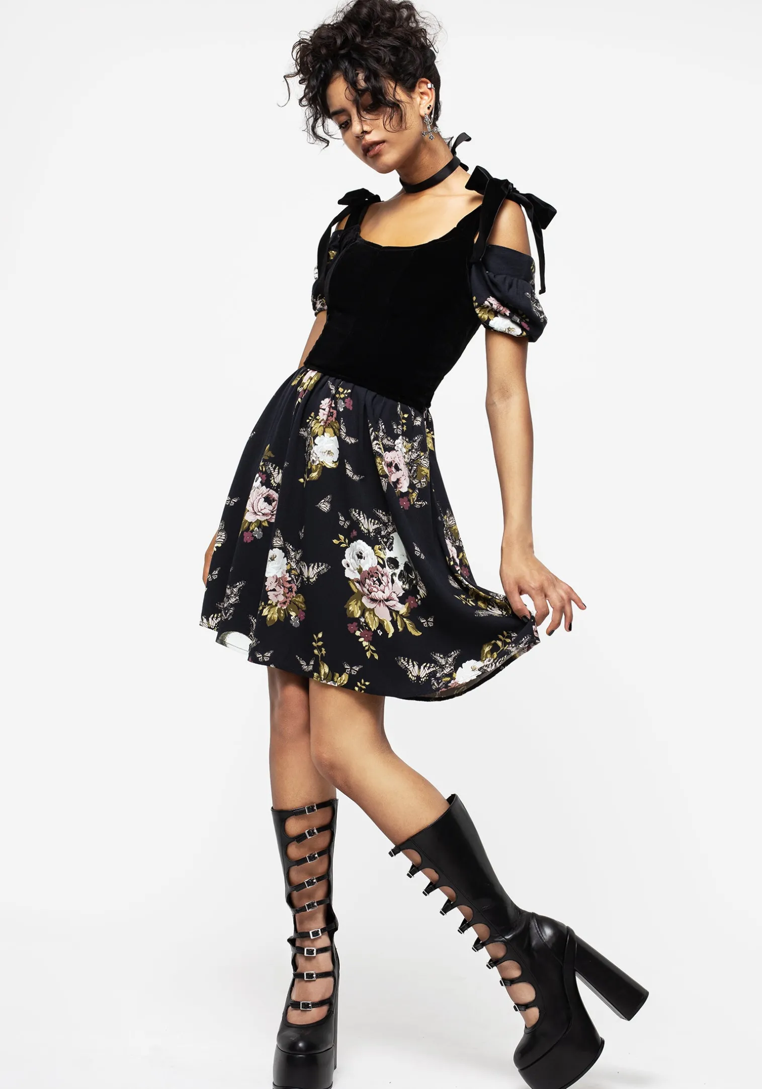 Lisette Velour Tie Strap Corset Top