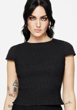 Litha Cotton Shirred Boat Neck Tee
