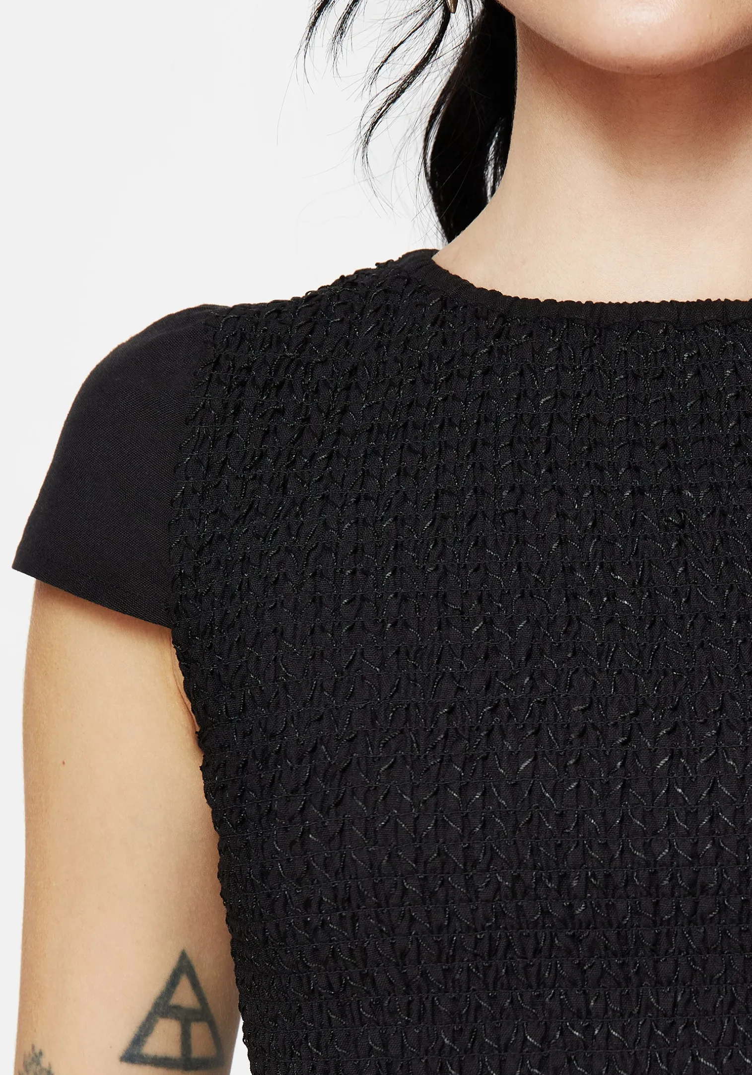 Litha Cotton Shirred Boat Neck Tee