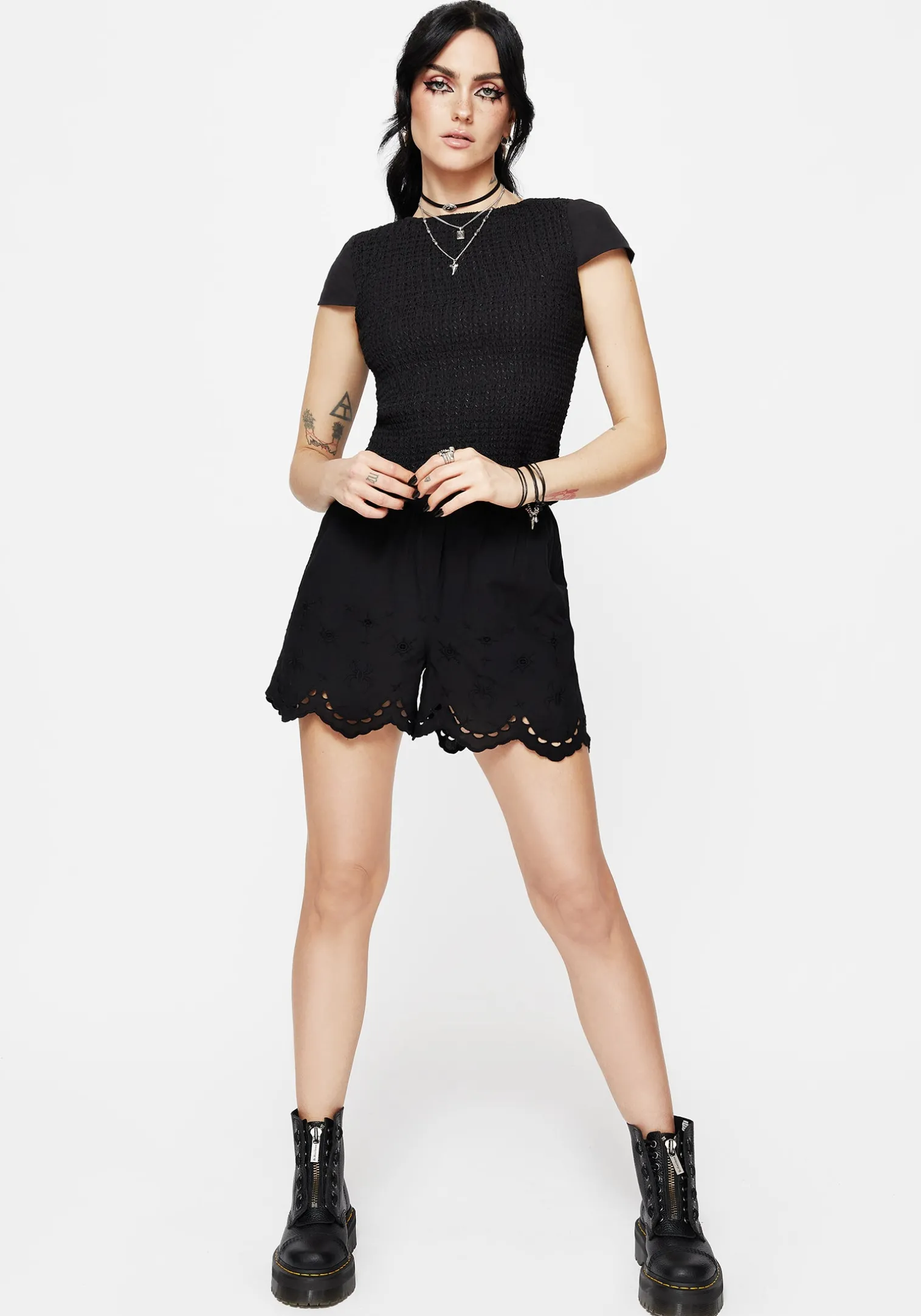 Litha Cotton Shirred Boat Neck Tee