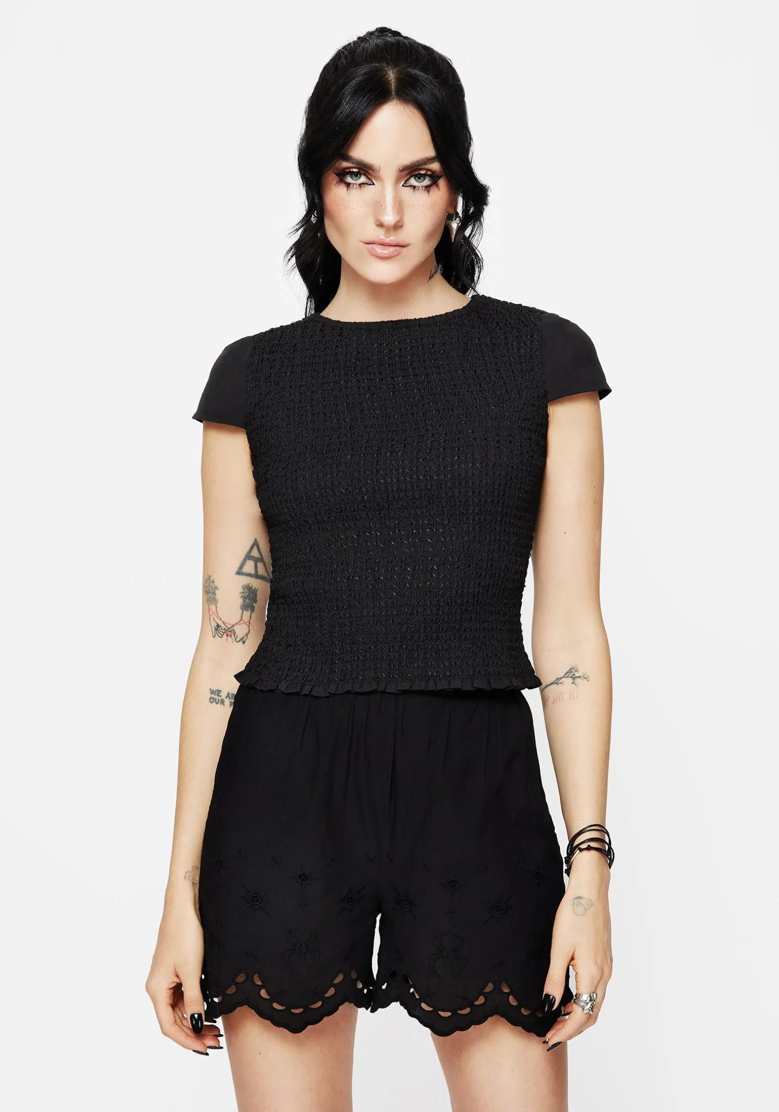 Litha Cotton Shirred Boat Neck Tee