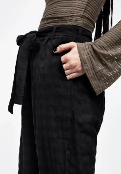 Lithium Tie Waist Check Wide Leg Trouser