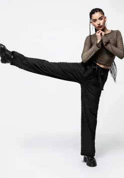 Lithium Tie Waist Check Wide Leg Trouser