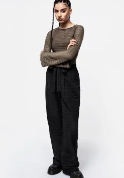 Lithium Tie Waist Check Wide Leg Trouser