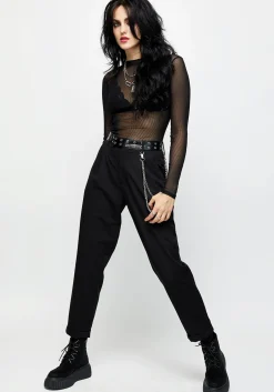 Lizzy Faux Leather Eyelet Tape Tailored Trousers