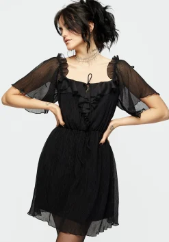 Lucien Textured Angel Sleeve Mini Dress