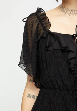 Lucien Textured Angel Sleeve Mini Dress