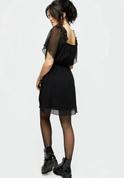 Lucien Textured Angel Sleeve Mini Dress