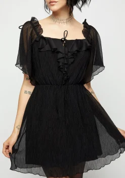 Lucien Textured Angel Sleeve Mini Dress
