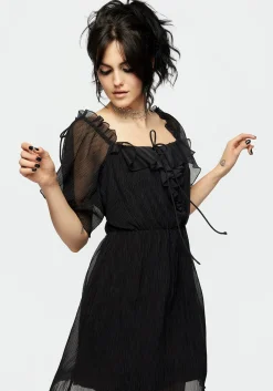 Lucien Textured Angel Sleeve Mini Dress