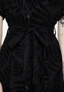 Lunafern Fern Printed Belted Midi Shirt Dress