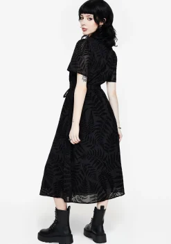 Lunafern Fern Printed Belted Midi Shirt Dress