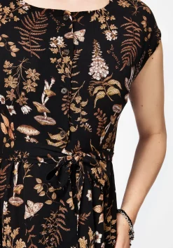 Luthien Cotton Printed Button Up Midi Dress