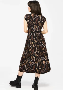 Luthien Cotton Printed Button Up Midi Dress
