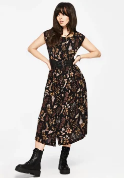 Luthien Cotton Printed Button Up Midi Dress