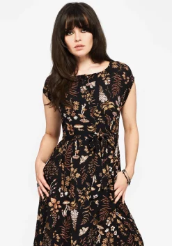 Luthien Cotton Printed Button Up Midi Dress