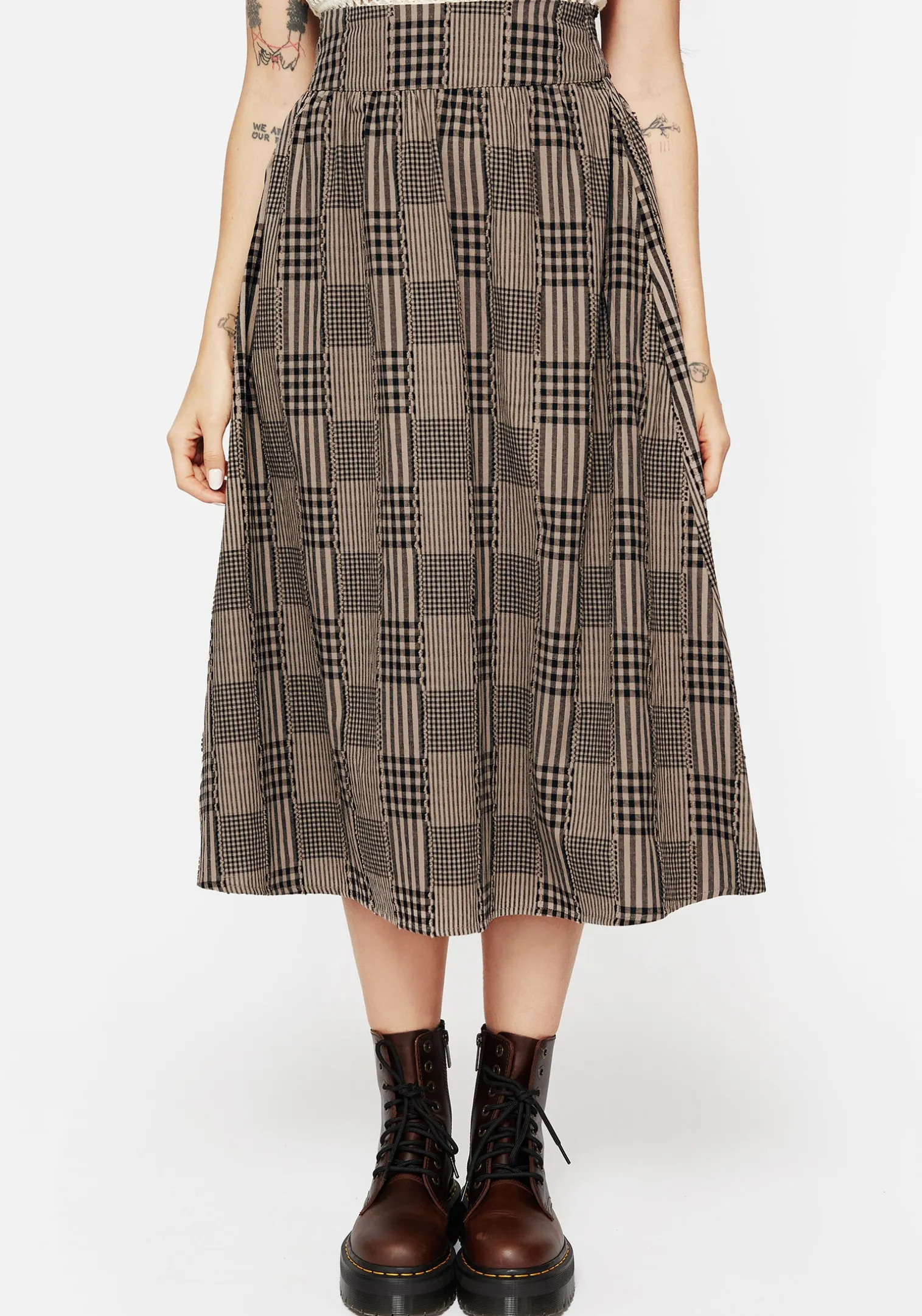 Mabel Check Midi Skirt