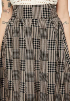 Mabel Check Midi Skirt