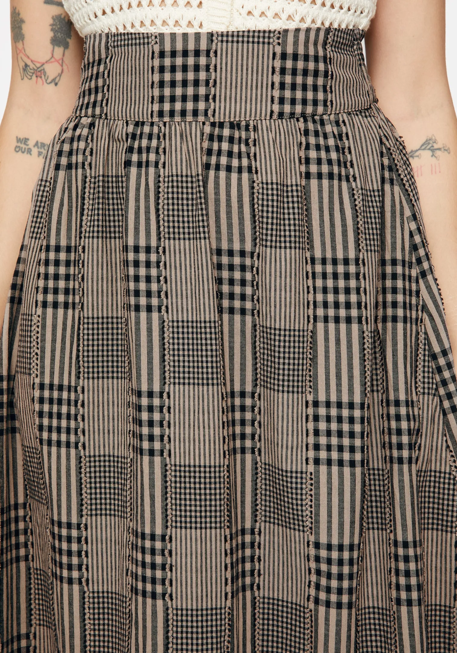 Mabel Check Midi Skirt