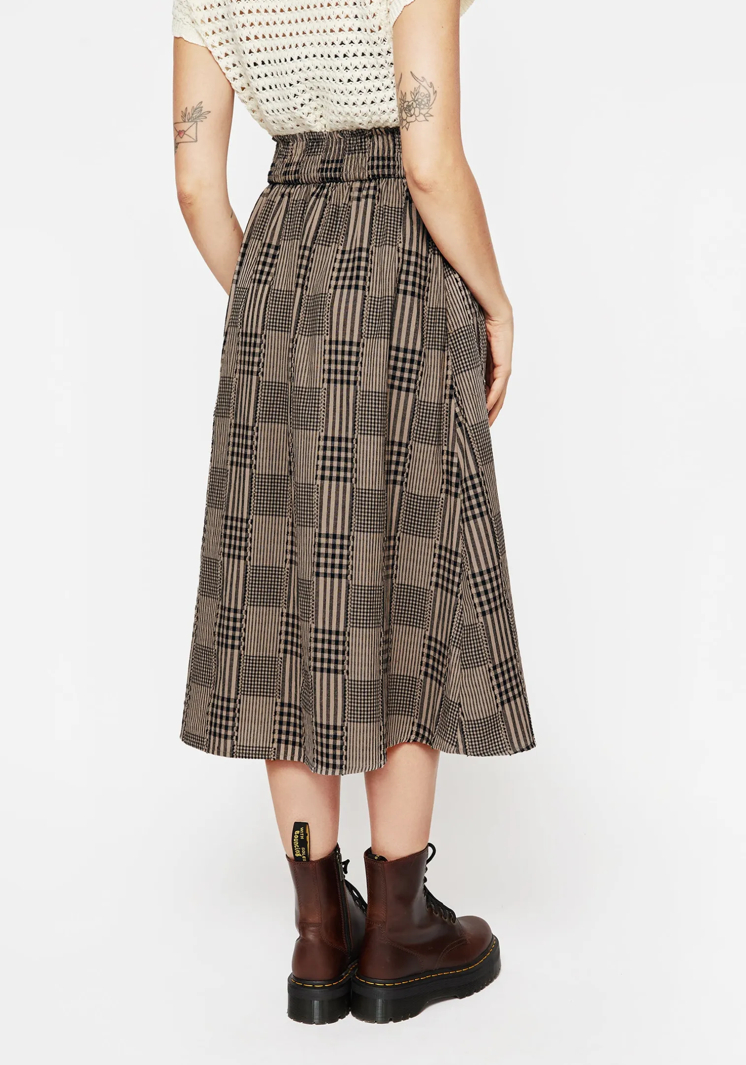Mabel Check Midi Skirt