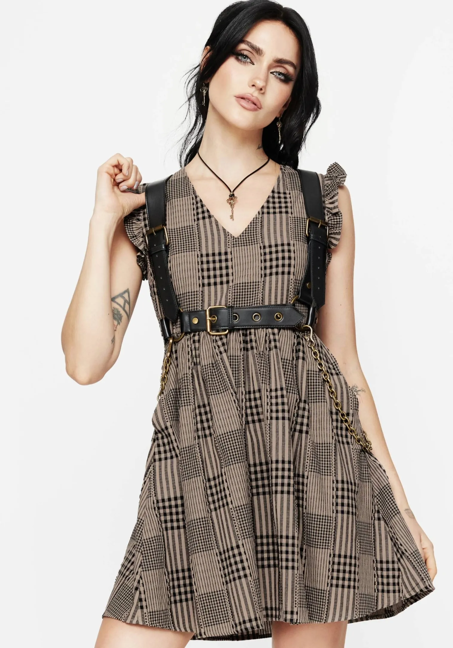 Mabel Check Mini Skater Dress