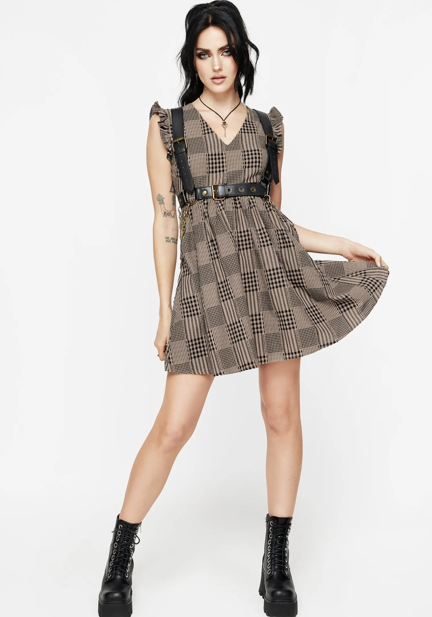 Mabel Check Mini Skater Dress