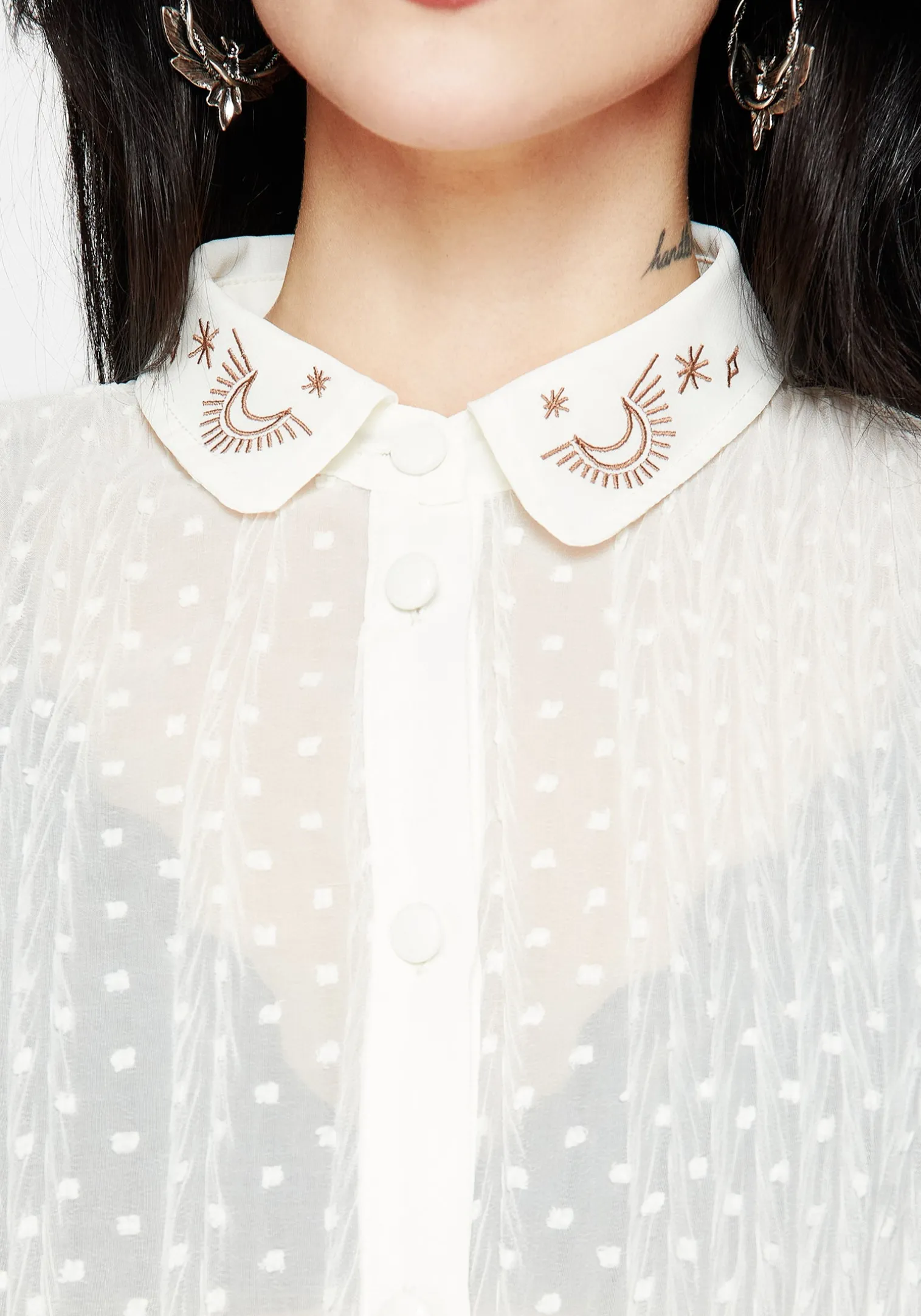 Madeleine Embroidered Chiffon Blouse Top