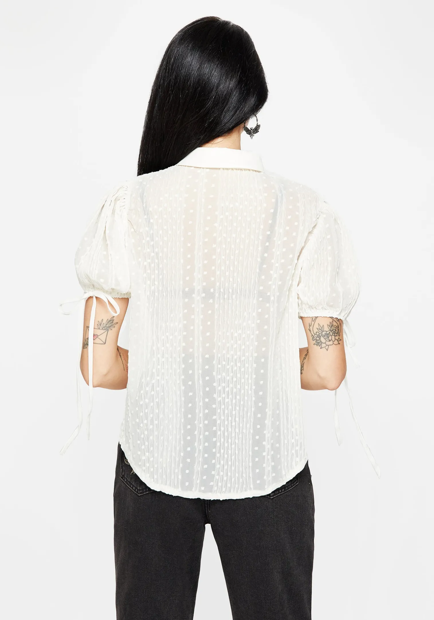 Madeleine Embroidered Chiffon Blouse Top