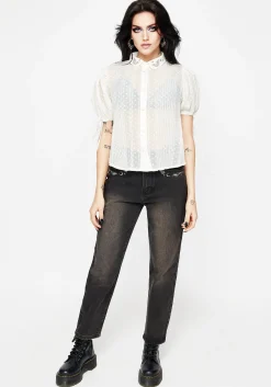 Madeleine Embroidered Chiffon Blouse Top