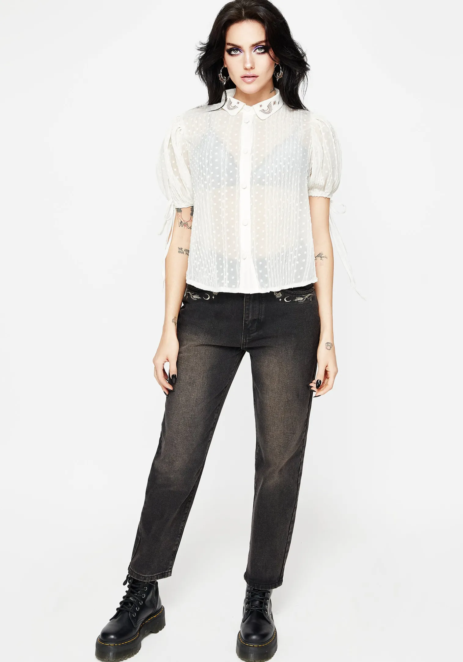Madeleine Embroidered Chiffon Blouse Top