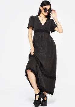 Maeve Lyocell Blend Lace Detail Maxi Dress