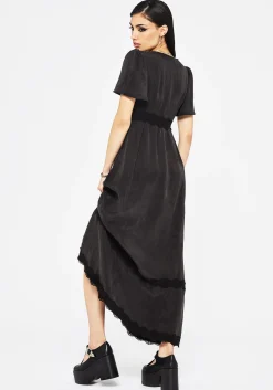 Maeve Lyocell Blend Lace Detail Maxi Dress