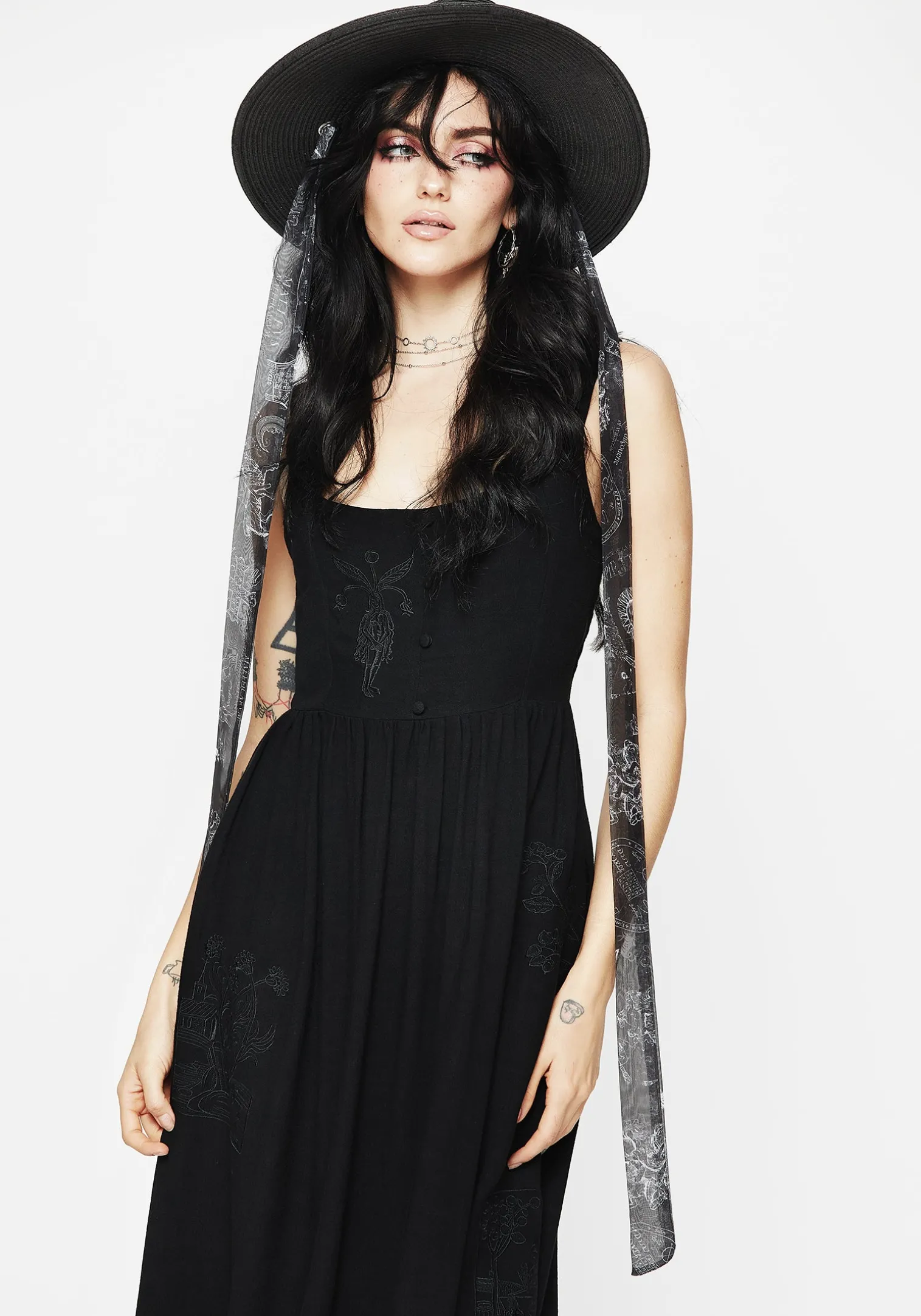 Maleficarum Tie Detail Sun Hat