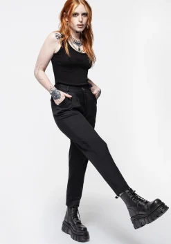 Malverde High Waist Tapered Trousers - Black