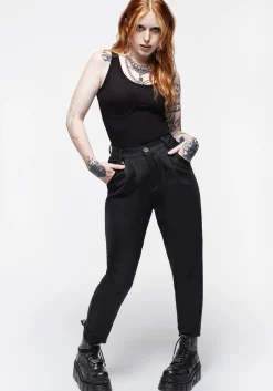 Malverde High Waist Tapered Trousers - Black