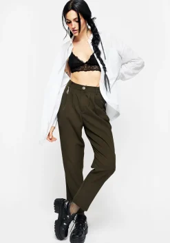 Malverde High Waist Tapered Trousers - Green