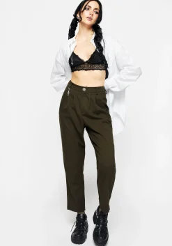 Malverde High Waist Tapered Trousers - Green