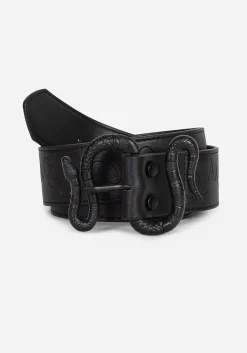 Mamba Debossed Belt With Snake Buckle - Black