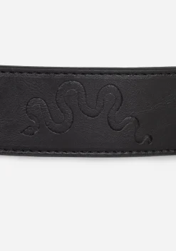 Mamba Debossed Belt With Snake Buckle - Black