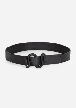 Mamba Debossed Belt With Snake Buckle - Black