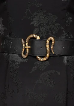 Mamba Debossed Belt With Snake Buckle - Brass