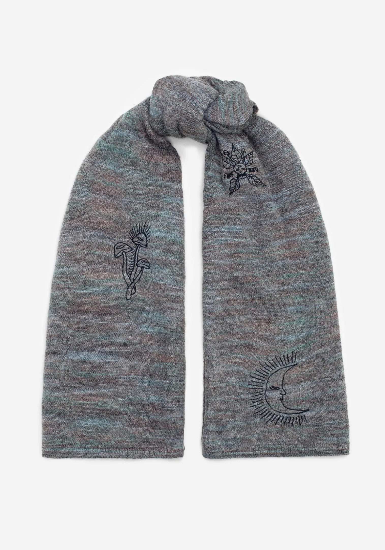 Mandragore Embroidered Knit Scarf