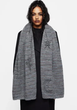 Mandragore Embroidered Knit Scarf
