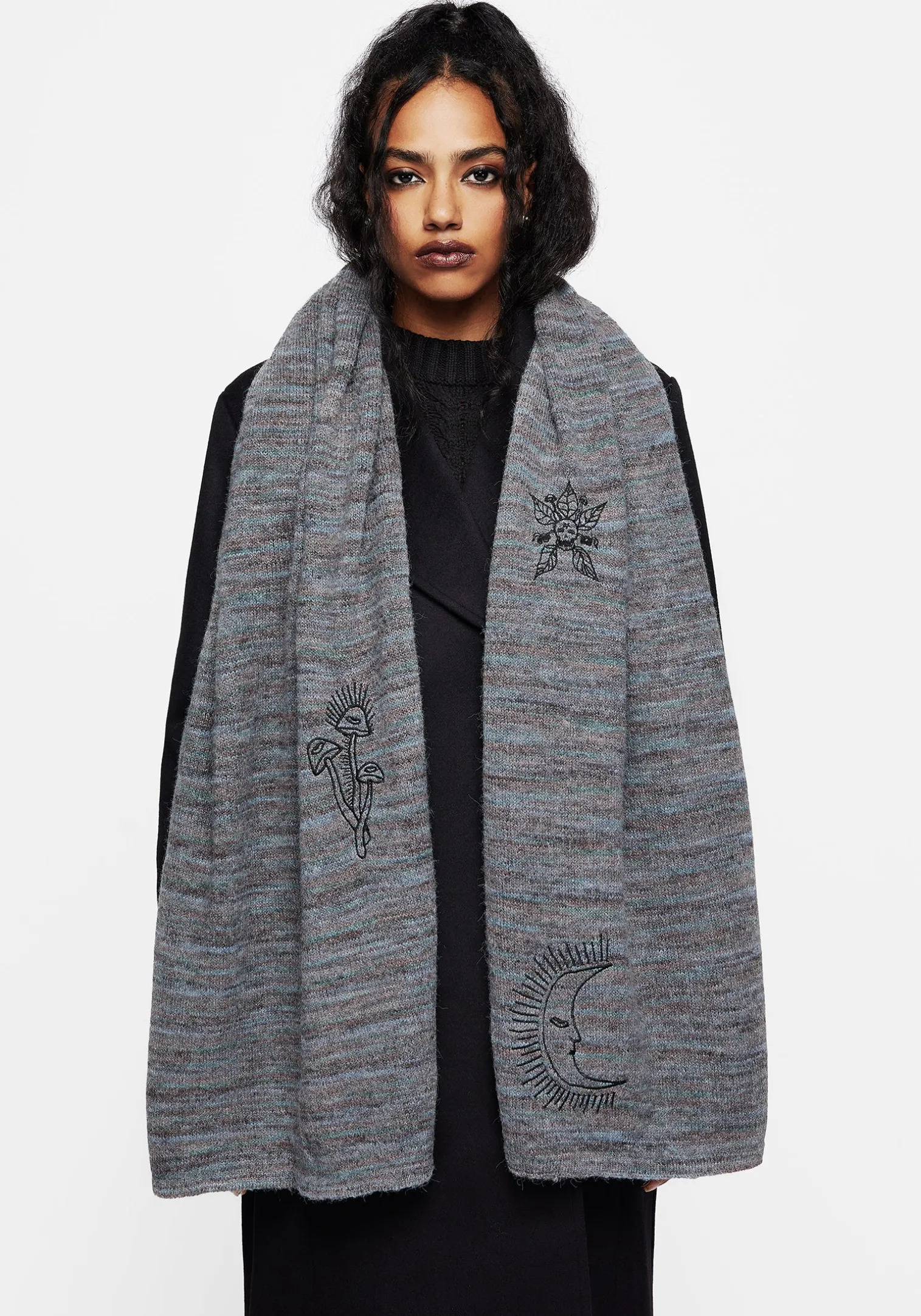 Mandragore Embroidered Knit Scarf