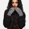 Mandragore Embroidered Knit Fingerless Gloves